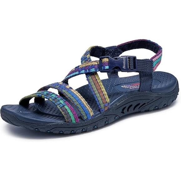 Skechers Women's Reggae Sew Me Boho Woven Strappy Slingback Sandals Size 10 - Picture 1 of 9